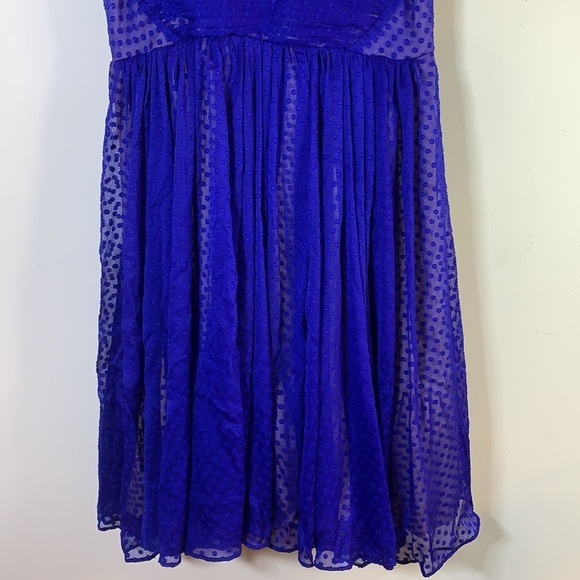 NWT. Anthropologie HD in Paris 4 Flared Blue Dot Dress. - Picture 6 of 12
